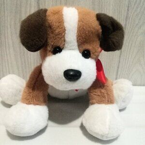 Animal Adventures Stuffed Dog Cute Red Ribbon Plush Kid's Children's Toy Plushie